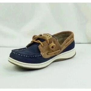 Sperry Top Sider Size 6.5M Women s Denim Corduroy Three Eye Boat Shoes STS90253